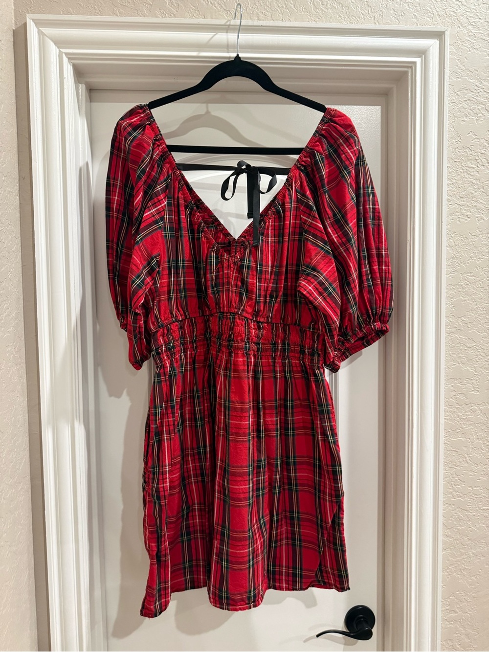 Old Navy Holiday Plaid Bow Back Dress